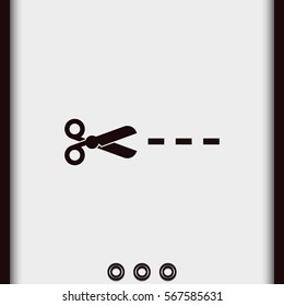 Scissors with cut lines icon.