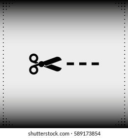 Scissors with cut lines icon.
