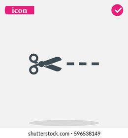 Scissors with cut lines icon.