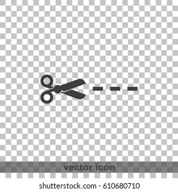 Scissors with cut lines icon.