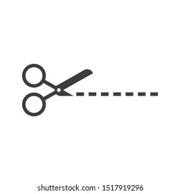 Scissors cut lines icon isolated on white background. Vector illustration. Eps 10.
