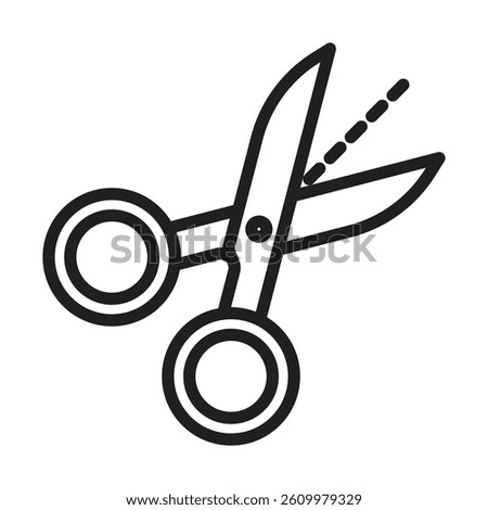 Scissors with cut lines icon Line Art Logo set