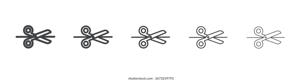 Scissors with cut lines icon simple illustration collection symbol