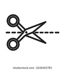 Scissors with cut lines icon Thin line illustration