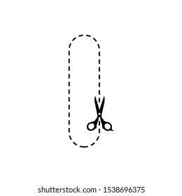 Scissors with cut lines icon vector