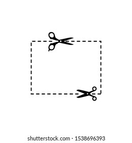 Scissors with cut lines icon vector