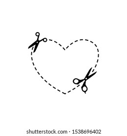 Scissors with cut lines icon vector