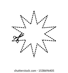 Scissors with cut lines icon vector