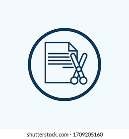 Scissors with cut lines icon vector. Paper cut icon with dotted line. Vector scissors with cut lines. 