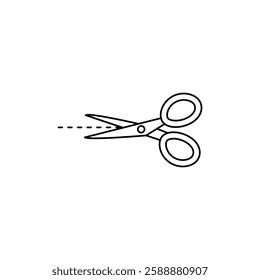 Scissors with cut lines icon Vector logo set flat