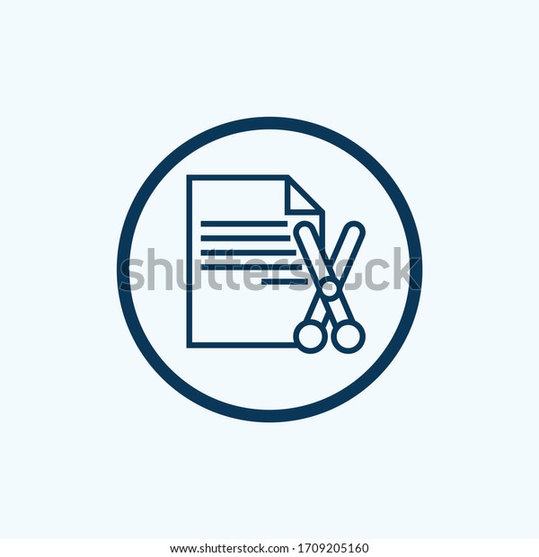 Scissors with cut lines icon\
vector. Paper cut icon with dotted line. Vector scissors with cut\
lines. 