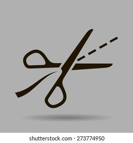 Scissors with cut lines isolated
