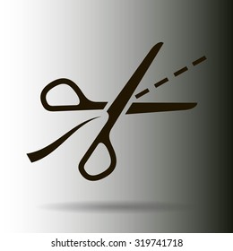 Scissors with cut lines isolated