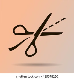 Scissors with cut lines isolated