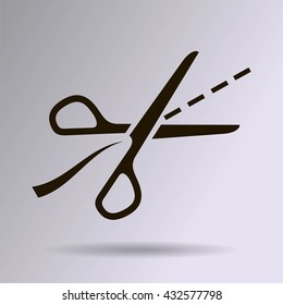 Scissors with cut lines isolated