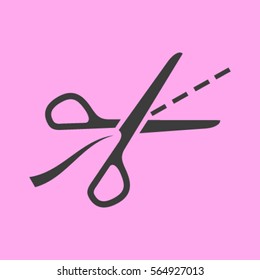 Scissors with cut lines isolated
