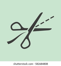 Scissors with cut lines isolated