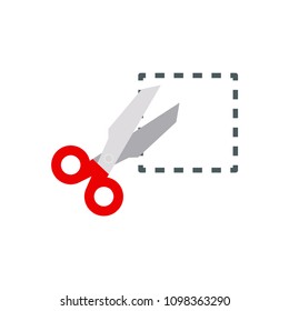 Scissors, cut lines, isolated on white background, vector illustration.