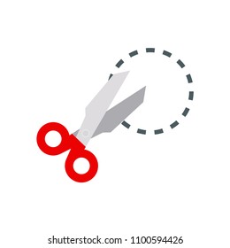 Scissors, cut lines, isolated on white background, vector illustration.