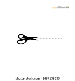 scissors with cut lines isolated on white background.vector illustration.