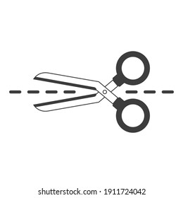 Scissors with cut lines isolated on white background. Coupon borders template. Vector illustration EPS 10.