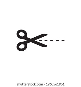 Scissors with cut lines isolated on white background