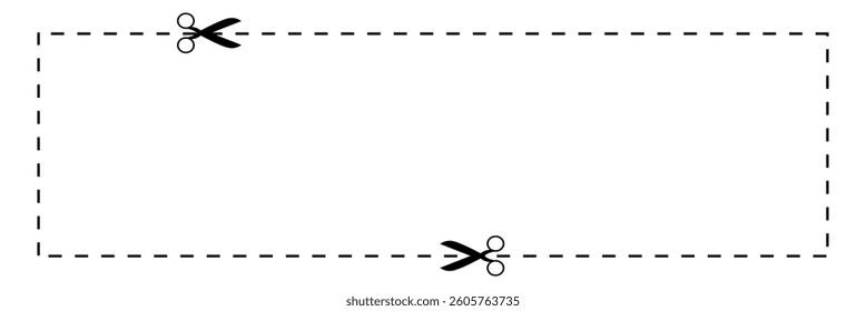 
Scissors with cut lines isolated on white background. Vector illustration.