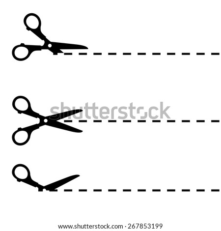 Scissors with cut lines isolated on white background Stockfoto © 