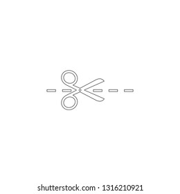 Scissors with cut lines. simple flat vector icon illustration. outline line symbol - editable stroke
