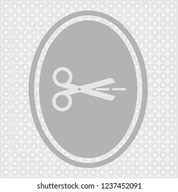 Scissors with cut lines. Vector illustration.