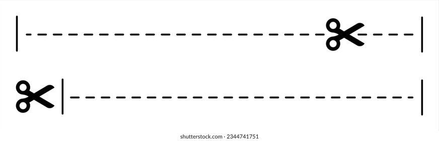 scissors with cut lines, vector illustration.