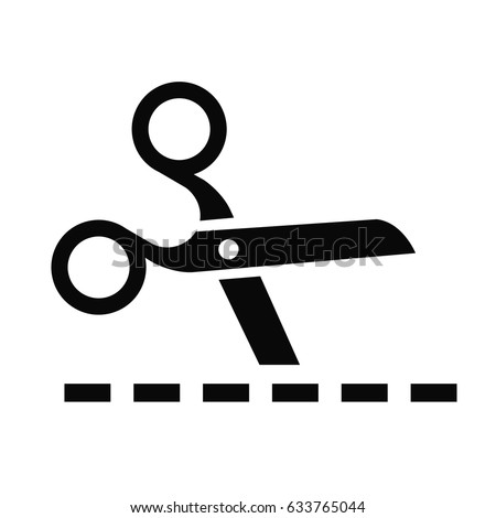 Scissors with cut lines. Vector illustration. Stockfoto © 