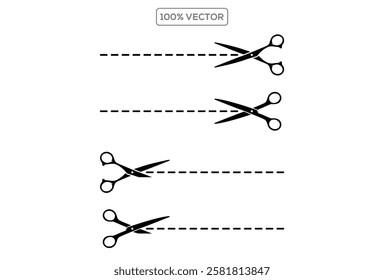 scissors with cut lines vector template