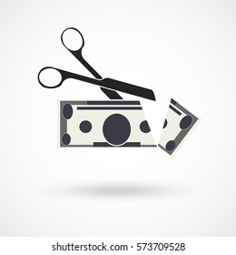 scissors cut money illustration 