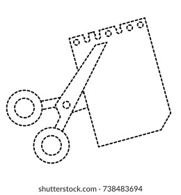 scissors cut with notebook sheet