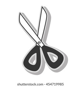 Scissors cut object in black and white colors, isolated flat icon.