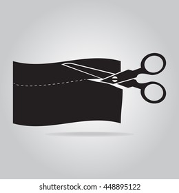Scissors cut off the paper or cloth icon, vector illustration