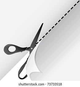 scissors cut paper 45 degree - illustration