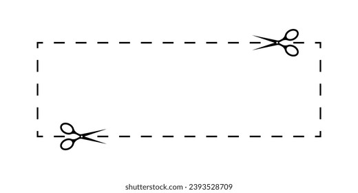Scissors cut the paper along the edge. Dotted line. Vector illustration. EPS 10.