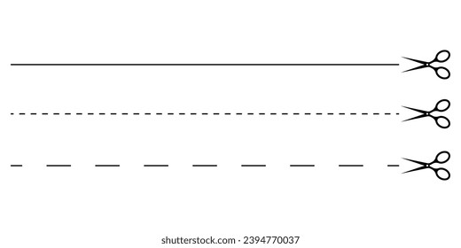 Scissors cut the paper along the edge. Dotted line. Vector illustration. EPS 10.