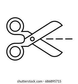 Scissors cut paper on the dotted line. Vector illustration.