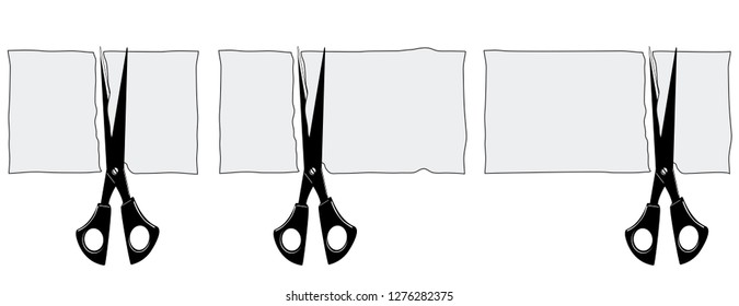 Scissors cut paper. Vector illustration