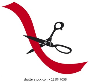 scissors cut a red ribbon 