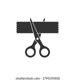 Scissors Cut The Ribbon Icon. Grand Opening Concept Symbol Design.