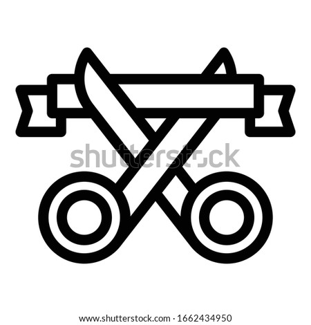 Scissors cut ribbon icon. Outline scissors cut ribbon vector icon for web design isolated on white background