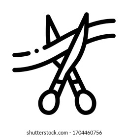 las tijeras cortan el icono vectorial de la cinta. tijeras cortan el signo de cinta. ilustración de símbolo de contorno aislado
