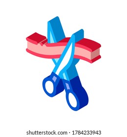 scissors cut ribbon icon vector. isometric scissors cut ribbon sign. color isolated symbol illustration