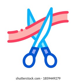 Schere schneiden Bandsymbol Vektorgrafik. Schere schnitt Bandzeichen. Illustration von Farbzeichen