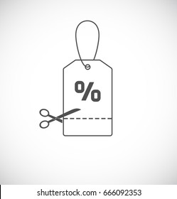scissors cut sale coupon - concept icon