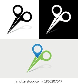 Tijeras cortadas, logotipo de localización de pinzas de sombra